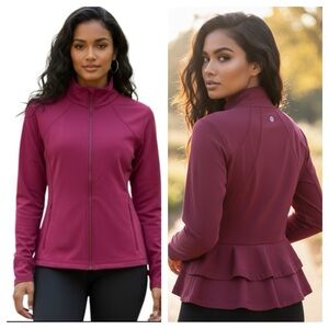 Isabella Active Ruffle Back Peplum Jacket Activewear Casual Sizes Small & XL